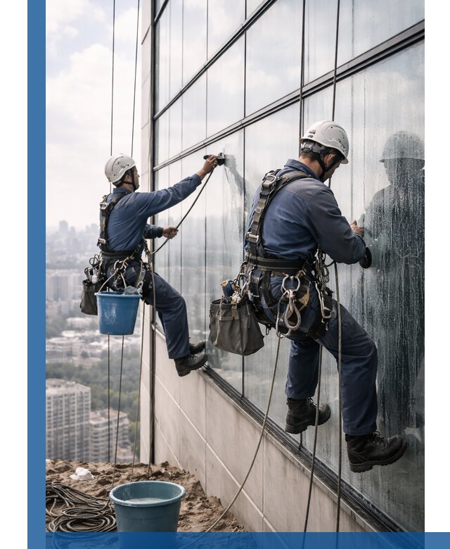 Профессиональная мойка фасадных окон альпинистами в Гагарине