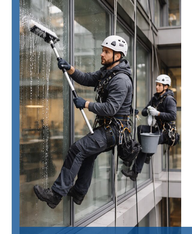 Профессиональная мойка витражей промышленными альпинистами в Гагарине