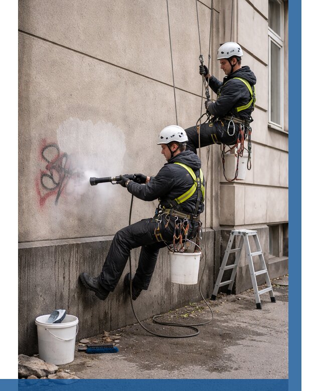 Удаление граффити с фасада в Гагарине от 4682 р. | ВЫСОТНИК-Ггр