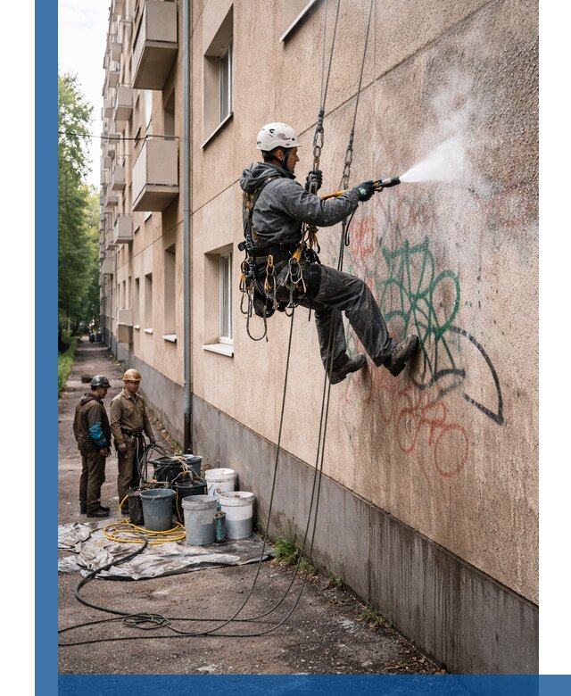 Удаление граффити с фасада в Гагарине без следов и повреждений