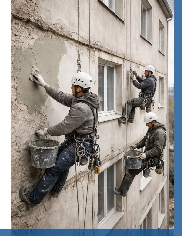 Ремонт штукатурного фасада в Гагарине от 780 р. под ключ | ВЫСОТНИК-Ггр