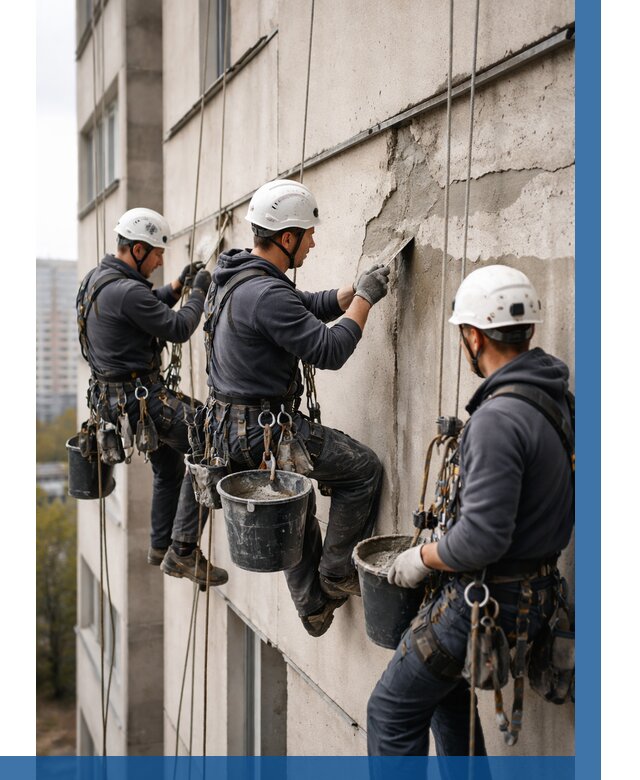 Ремонт бетонных элементов фасада в Гагарине от 2601 р. | ВЫСОТНИК-Ггр