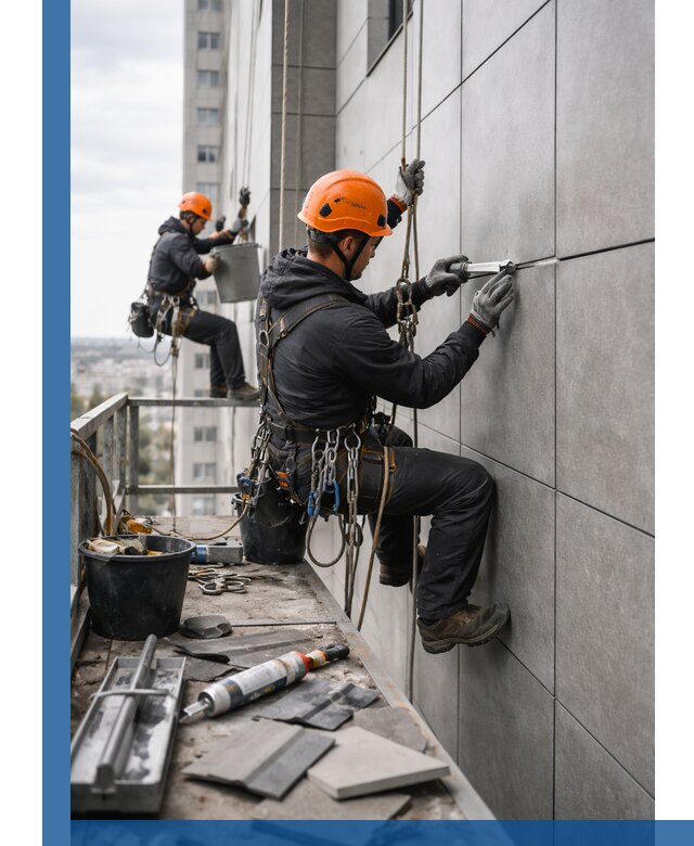 Профессиональный ремонт фасада из керамогранита в Гагарине