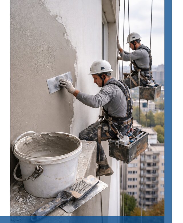 Шпаклевка фасада на высоте в Гагарине от 728 р. | ВЫСОТНИК-Ггр