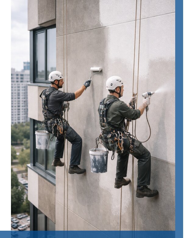 Покраска фасада альпинистами в Гагарине от 312 р. | ВЫСОТНИК-Ггр