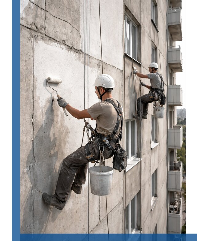 Покраска бетонного фасада в Гагарине для жилых и промышленных объектов