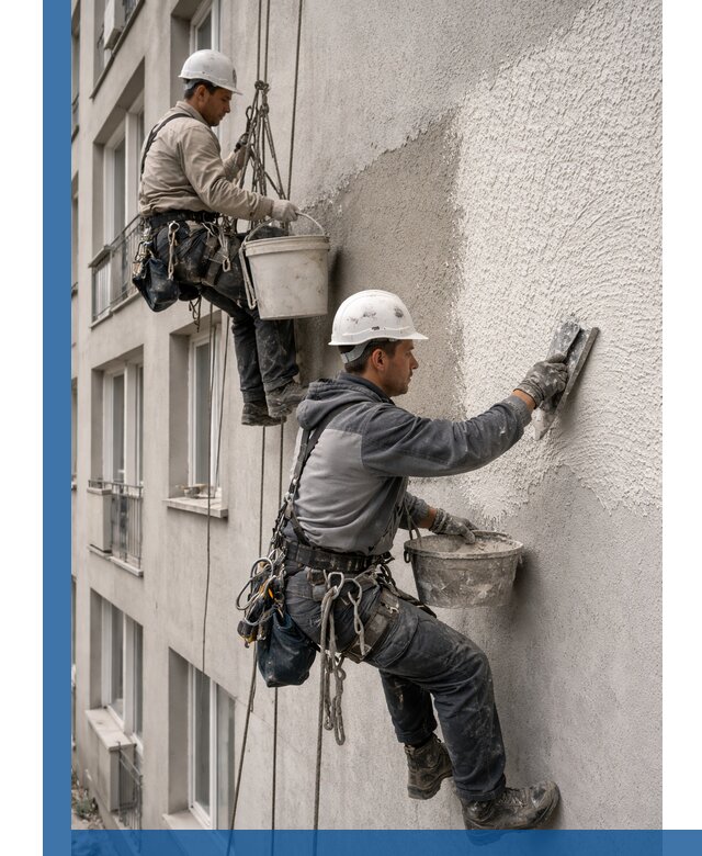 Нанесение декоративной штукатурки короед на фасад в Гагарине