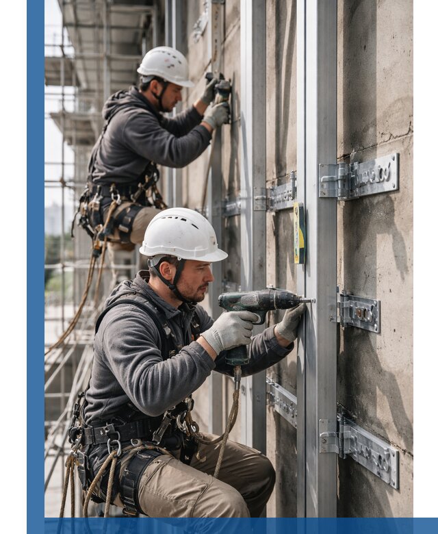 Монтаж и крепление подсистемы вентфасада в Гагарине