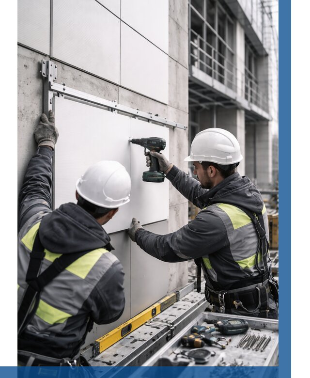 Монтаж композитных панелей фасада в Гагарине от 2601 р. | ВЫСОТНИК-Ггр