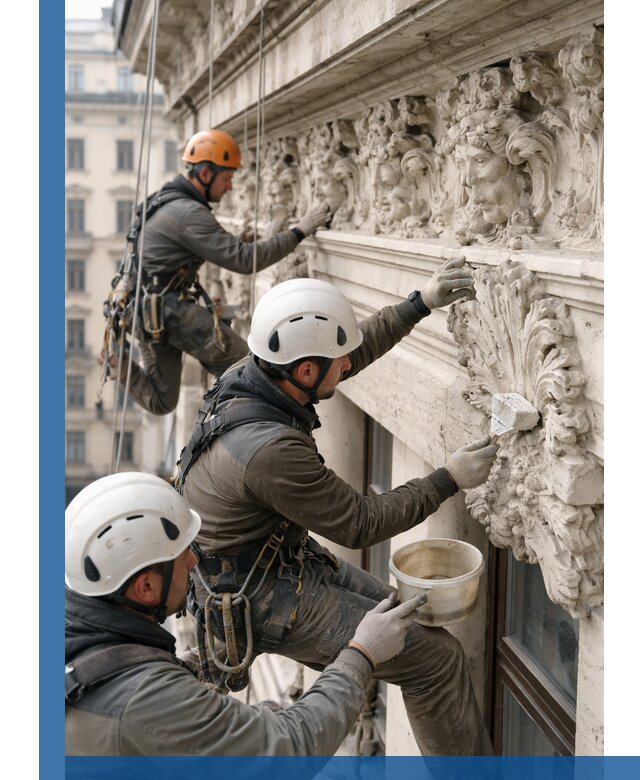 Реставрация фасадной лепнины с высотными работами в Гагарине