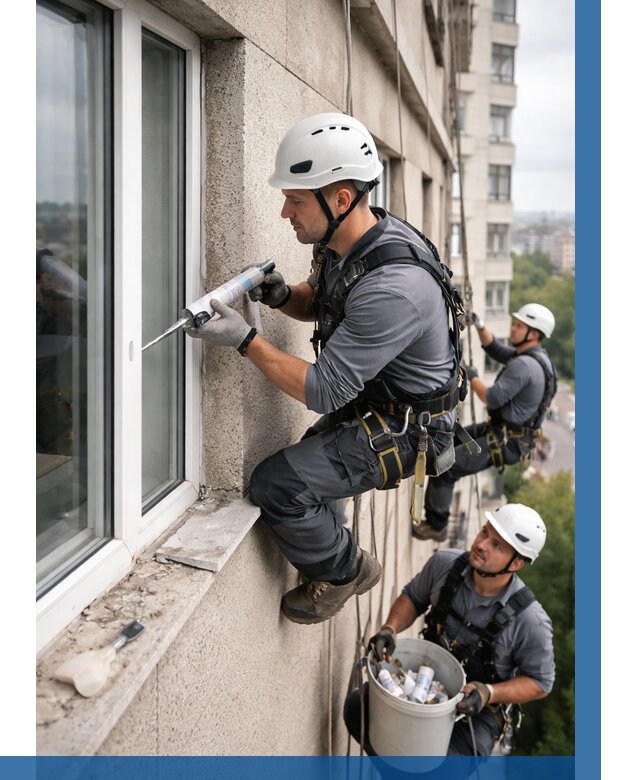 Герметизация оконных швов снаружи в Гагарине от 1561 р. | ВЫСОТНИК-Ггр