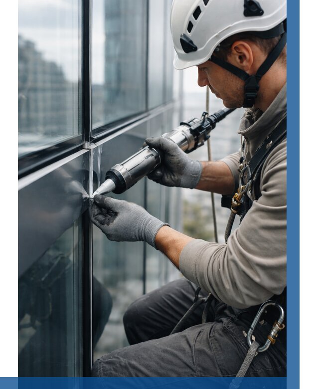 Герметизация стыков витража в Гагарине от 1248 р. | ВЫСОТНИК-Ггр