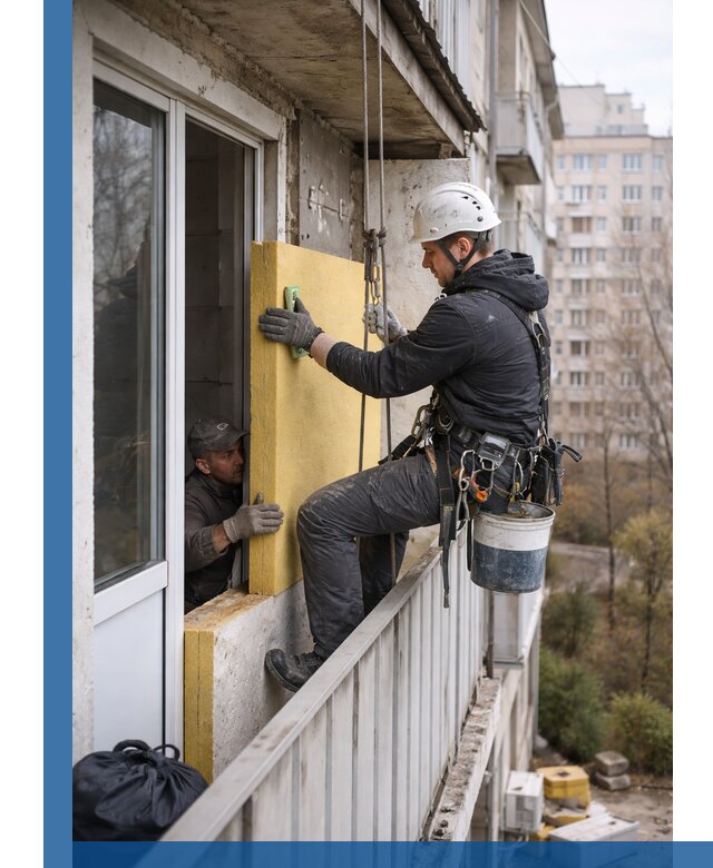 Профессиональное утепление балкона снаружи в Гагарине под ключ