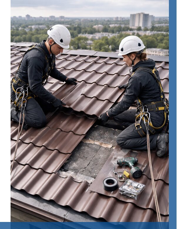 Ремонт металлочерепицы на крыше в Гагарине от 936 р. | ВЫСОТНИК-Ггр