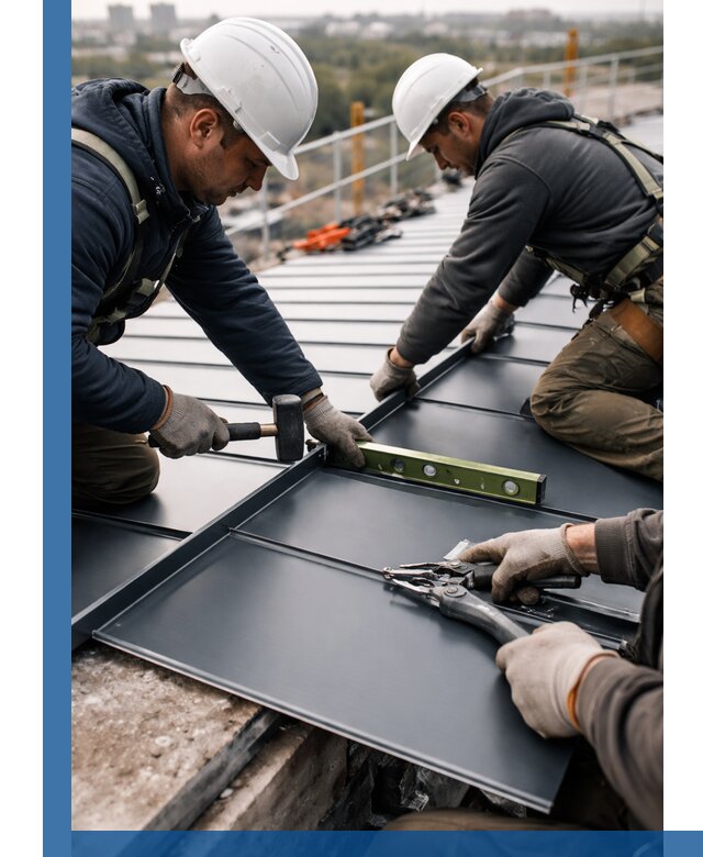 Монтаж фальцевой кровли в Гагарине для промышленных зданий