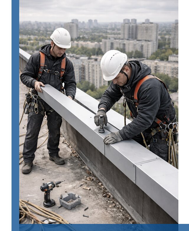 Монтаж парапетных крышек и ограждений кровли в Гагарине