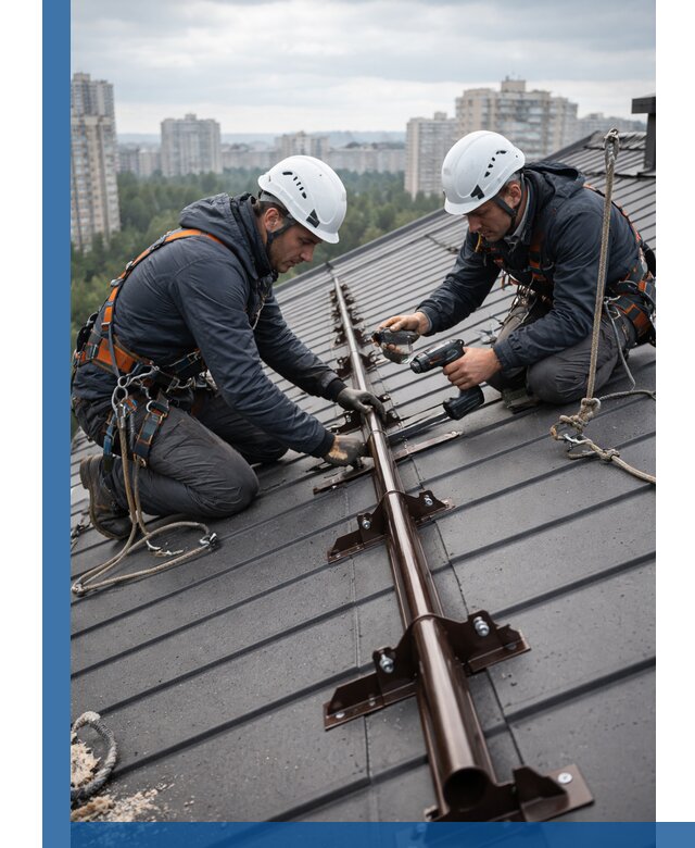 Монтаж снегозадержателей на кровле зданий в Гагарине под ключ