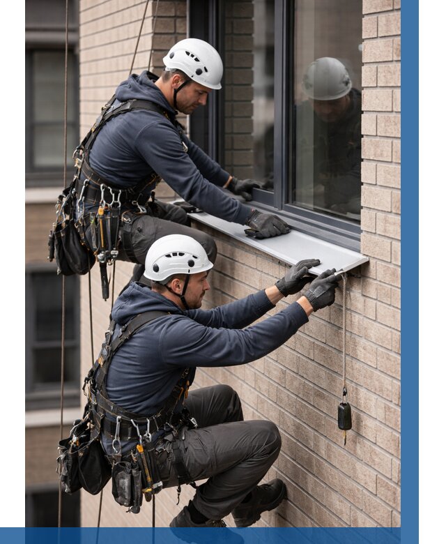 Монтаж оконных отливов под ключ в Гагарине от 3641 р. | ВЫСОТНИК-Ггр