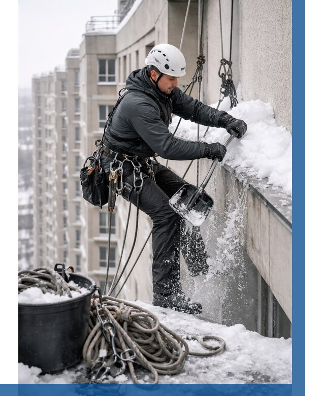 Очистка карнизов от снега в Гагарине от 312 р. | ВЫСОТНИК-Ггр