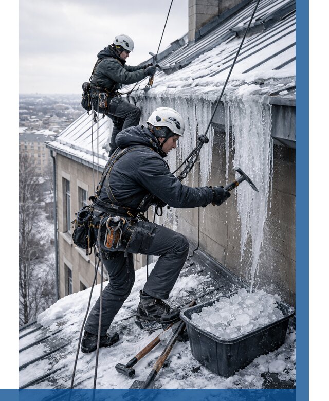 Удаление наледи с кровли в Гагарине от 5722 р. | ВЫСОТНИК-Ггр