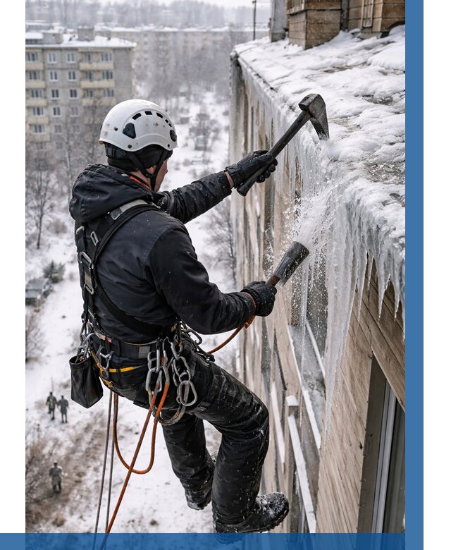 Сбивание сосулек с крыши в Гагарине по цене от 4682 р. | ВЫСОТНИК-Ггр