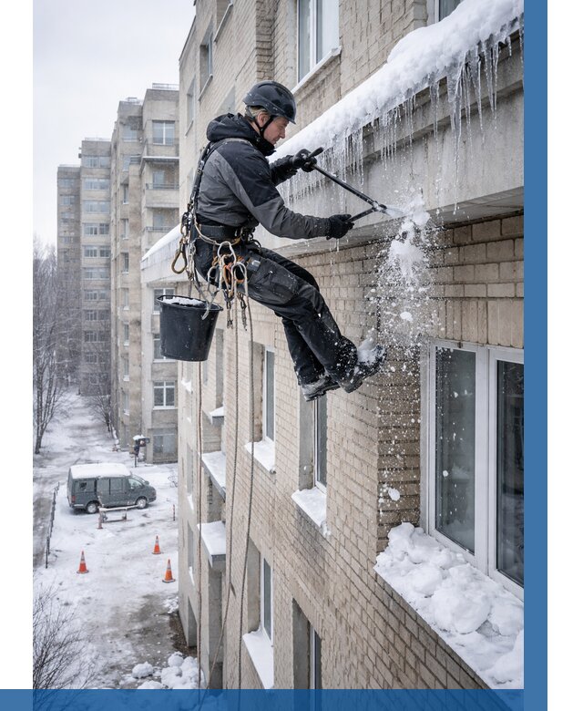 Удаление наледи с карнизов в Гагарине от 364 р. | ВЫСОТНИК-Ггр