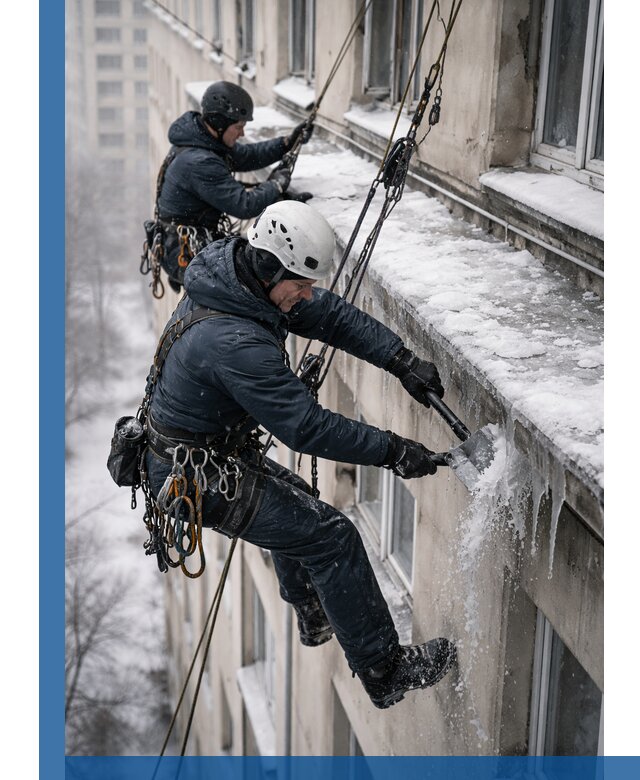 Удаление наледи и сосулек с карнизов в Гагарине профессионально