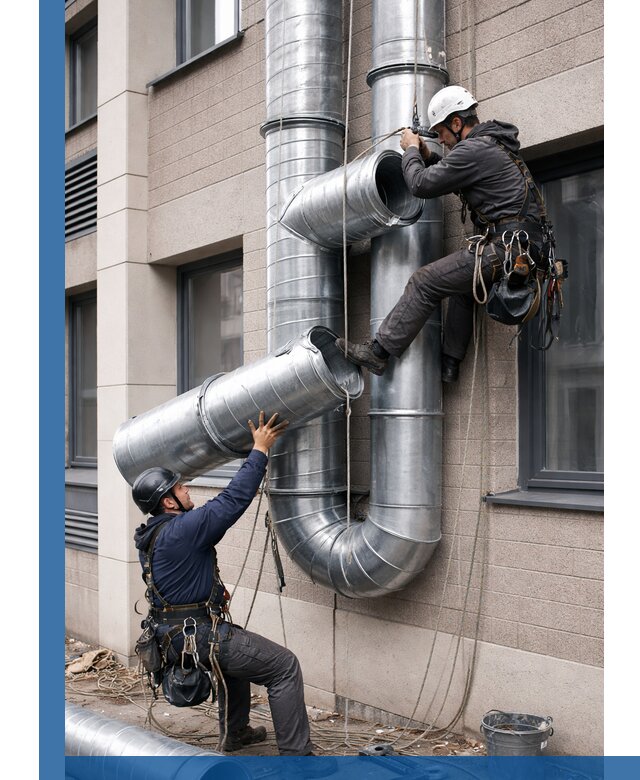 Монтаж фасадных воздуховодов в Гагарине с герметизацией и крепежом