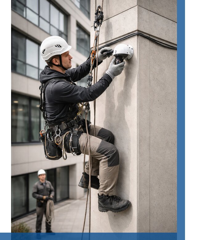 Монтаж камер видеонаблюдения на фасаде в Гагарине от 8843 р.-ВЫСОТНИК-Ггр