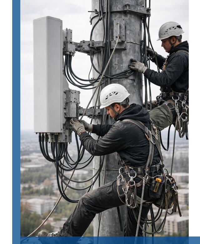 Монтаж оборудования связи на мачте в Гагарине с пусконаладкой