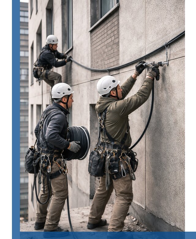 Прокладка кабеля по фасаду в Гагарине, профессиональный монтаж