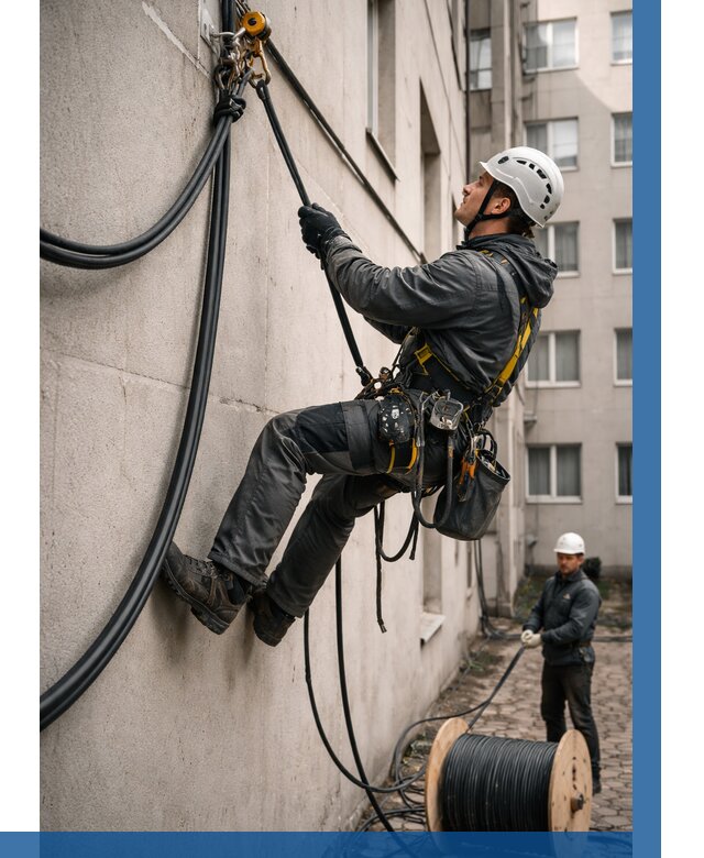 Протяжка кабеля питания на высоте в Гагарине от 468 р. | ВЫСОТНИК-Ггр