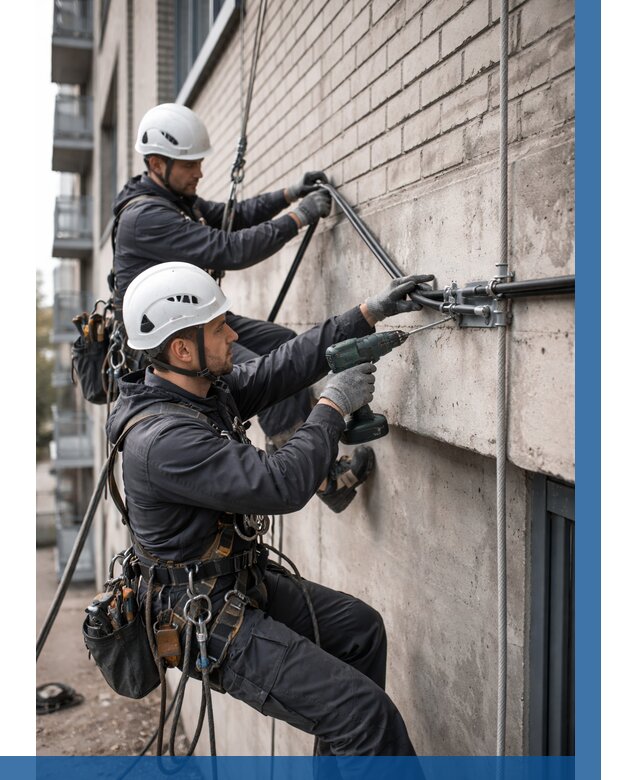 Крепление кабеля на фасаде в Гагарине от 364 р. | ВЫСОТНИК-Ггр