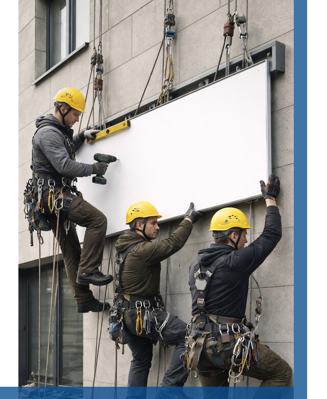 Монтаж рекламной вывески в Гагарине от 8323 р. | ВЫСОТНИК-Ггр