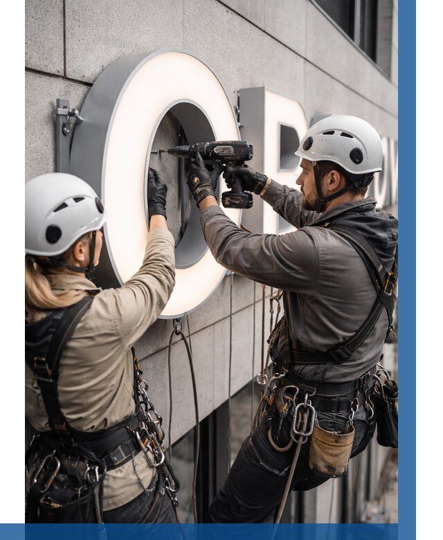 Монтаж световых букв в Гагарине от 3121 р. под ключ ВЫСОТНИК-Ггр