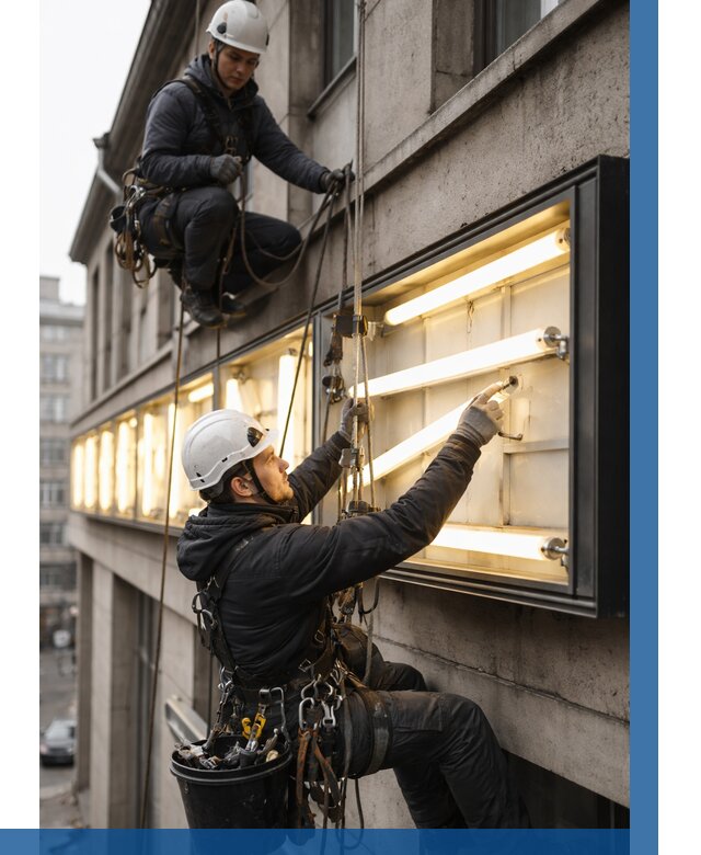 Замена ламп в вывеске в Гагарине под ключ от 3641 р. | ВЫСОТНИК-Ггр