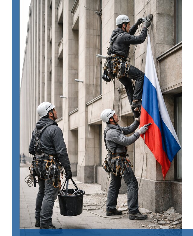 Профессиональная установка флагов на фасаде в Гагарине