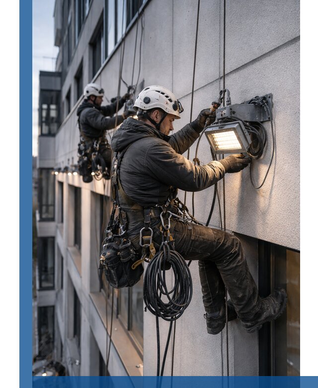 Монтаж фасадного освещения в Гагарине установка и подключение