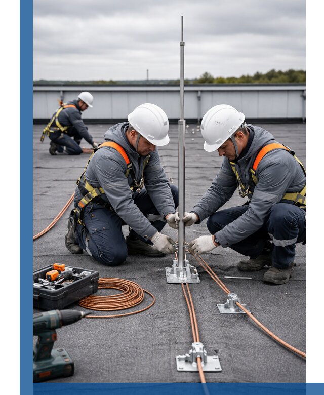 Монтаж молниезащиты на кровле в Гагарине под ключ с гарантией