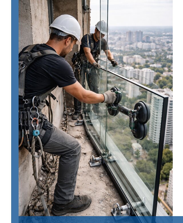 Монтаж стеклянных ограждений под ключ с гарантией в Гагарине