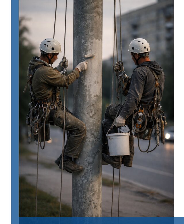 Покраска опор освещения и антикоррозийная защита в Гагарине