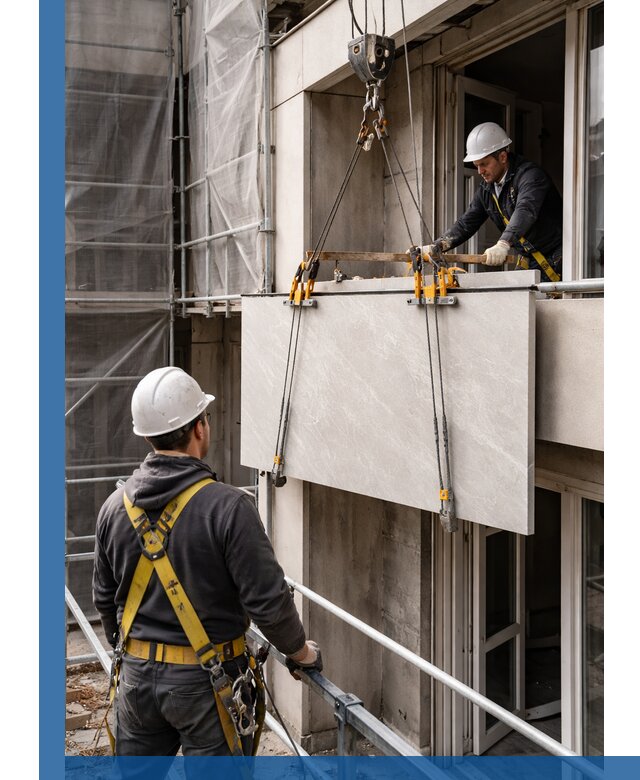 Подъем керамогранита на этаж в Гагарине грузчиками и техникой