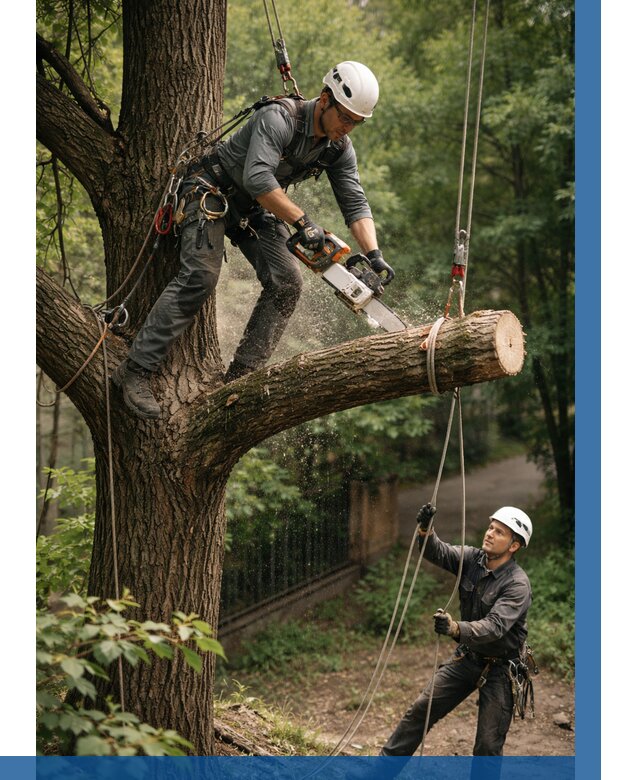 Спил деревьев альпинистами в Гагарине от 8323 р. | ВЫСОТНИК-Ггр
