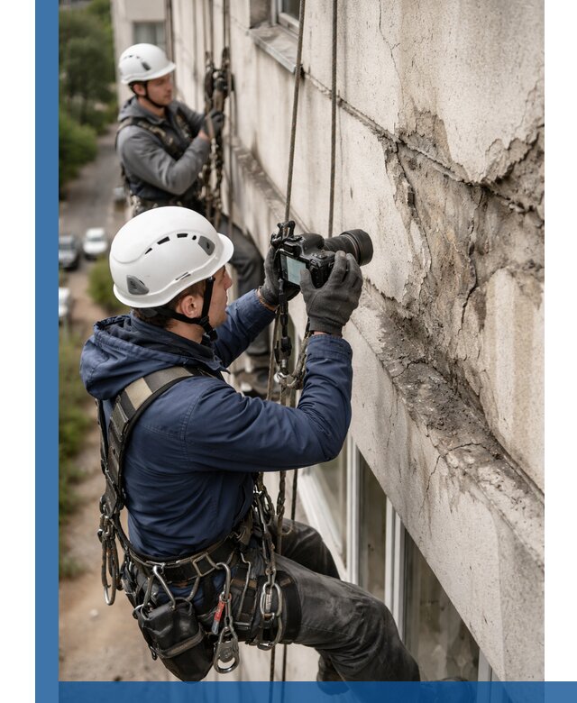 Фотофиксация дефектов фасада с высотной съемкой в Гагарине