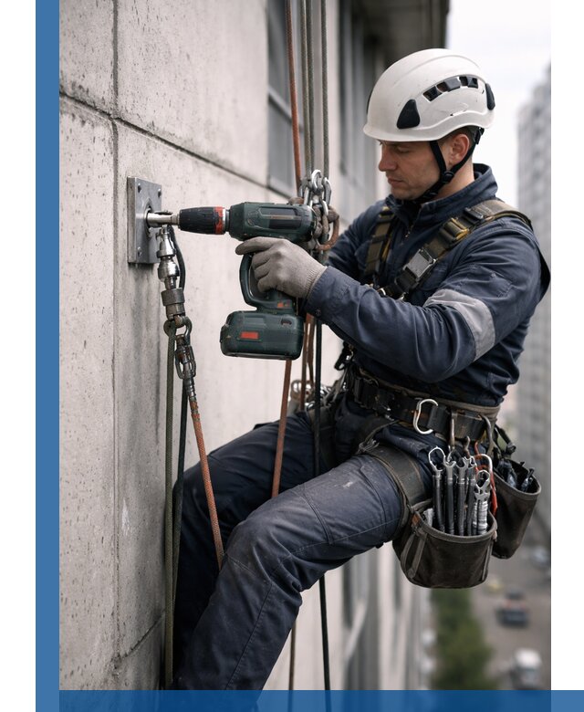 Установка анкерных точек для высотных работ в Гагарине