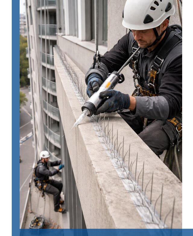 Установка шипов от птиц на фасадах и кровлях в Гагарине